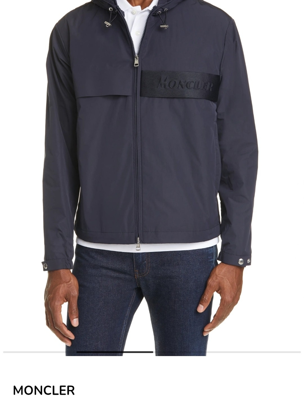 Moncler Benoit Giubbotto Spellout Navy Blue Hooded Jacket Men's SZ: 2 Med